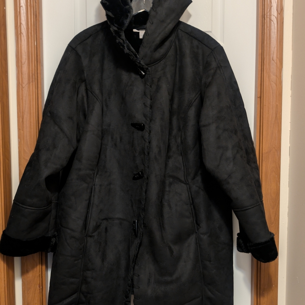 Women's Black Hooded Coat